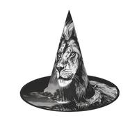 LKTPSKQRY Women's Witch Hat Oversized Witches Hats Lion black and white illustration Halloween Wizard Hat Party Cosplay Costume Accessory
