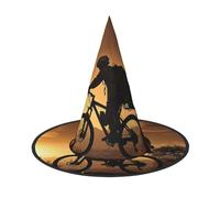 LKTPSKQRY Women's Witch Hat Oversized Witches Hats Mountain Bike in the Evening Halloween Wizard Hat Party Cosplay Costume Accessory