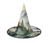 LKTPSKQRY Women's Witch Hat Oversized Witches Hats Mountain birds watercolor Halloween Wizard Hat Party Cosplay Costume Accessory