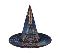 LKTPSKQRY Women's Witch Hat Oversized Witches Hats Night Paris Eiffel Tower Halloween Wizard Hat Party Cosplay Costume Accessory