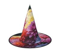 LKTPSKQRY Women's Witch Hat Oversized Witches Hats Rainbow Flower Sea Halloween Wizard Hat Party Cosplay Costume Accessory