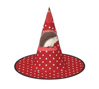 LKTPSKQRY Women's Witch Hat Oversized Witches Hats Red polka dot hedgehog Halloween Wizard Hat Party Cosplay Costume Accessory