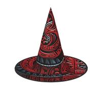 LKTPSKQRY Women's Witch Hat Oversized Witches Hats Red tribal pattern Halloween Wizard Hat Party Cosplay Costume Accessory