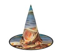 LKTPSKQRY Women's Witch Hat Oversized Witches Hats Seashells on the Sandy Beach Halloween Wizard Hat Party Cosplay Costume Accessory