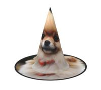 LKTPSKQRY Women's Witch Hat Oversized Witches Hats Short-Haired Pomeranian Dog Halloween Wizard Hat Party Cosplay Costume Accessory