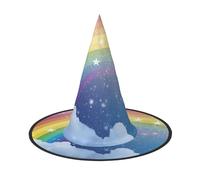 LKTPSKQRY Women's Witch Hat Oversized Witches Hats Star in Rainbow Sky Halloween Wizard Hat Party Cosplay Costume Accessory