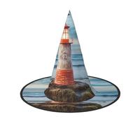 LKTPSKQRY Women's Witch Hat Oversized Witches Hats Starfish Lighthouse Beach Halloween Wizard Hat Party Cosplay Costume Accessory