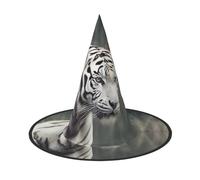 LKTPSKQRY Women's Witch Hat Oversized Witches Hats White Tiger Halloween Wizard Hat Party Cosplay Costume Accessory