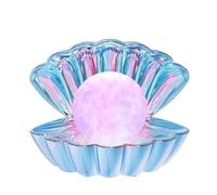 LKUA Shell Pearl Beach Themed Night Light, RGB 8 Colors Changing Mood Shell Pearl Lamps, Bedside LED Clamshell Portable Night Lights for Bar (Electroplating Blue)
