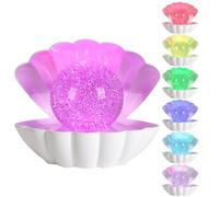 LKUA Shell Pearl Beach Themed Night Light, RGB 8 Colors Changing Mood Shell Pearl Lamps, Bedside LED Clamshell Portable Night Lights for Bar (Large White Shell)