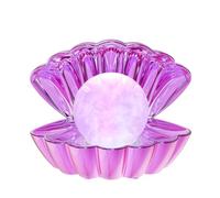 LKUA Shell Pearl Beach Themed Night Light, RGB 8 Colors Changing Mood Shell Pearl Lamps, Bedside LED Clamshell Portable Night Lights for Bar (Electroplating Purple)