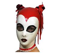 LKUITEGOGFB Latex Rubber Headgear Gummi Mask Hood With Braids Cosplay Maske 0,4mm,WHITE REN,S
