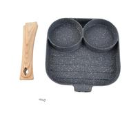 Lkunmvbzs Egg Burger Maker Pan, 3 Section Divided Grill Frying Pan, Non Stick Omelet Pan for Home Kitchen, Aluminum Alloy Cooking Pan with Phenolic Plastic Handle for Oil Free Cookin