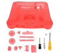 LKUREASDR Retro Video Game Console Translucent Case, N64 Protective Shell, Thickened Replacement Housing with Power Reset Buttons for 64 Console, ABS Material (Translucent Light Red)