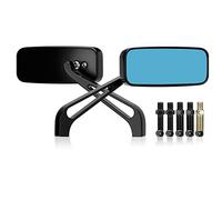 LKV Motorcycle Rear view Side Mirrors with 8MM 10MM Bolt,Rectangle Blue Lens Side Mirror Universal For Honda Kawasaki Suzuki Street Bike Cruiser Scooter Mirror…