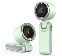 LKV Portable Handheld Turbo Fan 5-Speed USB-C Rechargeable Cordless Green | Mini Desk Fan with LED Display 2H Fast charging, Cooling fan, Battery Operated Travel Essentials, Holiday Gifts for Women Men