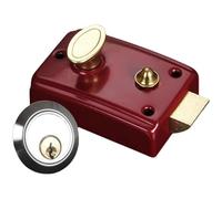 Lkvent Door knobs Traditional Nightlatch Red Finish Single Standard Security Tongue with Key 35-50mm Door Knobs Interior