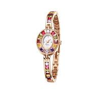 Lkvent Watches Smart 2-Pack Quartz Exquisite Oval Watch Colorful Crystal Bracelet Watch a Light Luxury Women's Jewelry Gift Digital(Rose Gold)