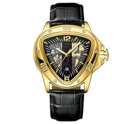 Lkvent Watches smart Fashionable Men's Watch Triangle Large Dial Quartz Wristwatch Luminous Waterproof Wrist Watch for Men to Match Clothing Digital(Gold Black)