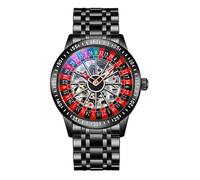 Lkvent Watches smart Fully Automatic Mechanical Watch Swinging Rotating Dial Stainless Steel Hollow Waterproof Watch Suitable for Men as A Gift Digital(Nero,Tape)