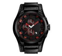 Lkvent Watches Smart Waterproof Business Quartz Watch Multi-Function Sports Watch Wide Leather Waterproof Watch Suitable for Men as A Gift Digital(Black with red)
