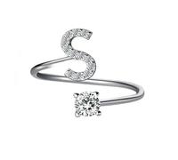 LKVGA A-Z Letter Ring For Women Metal Adjustable Opening Ring Name Alphabet Female Wedding Gift anillos mujer(B)