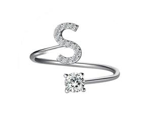 LKVGA A-Z Letter Ring For Women Metal Adjustable Opening Ring Name Alphabet Female Wedding Gift anillos mujer(H)