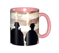 LKVNSWERT 11 OZ Porcelain Coffee Mug with Handle, Armed Forces Day American Coffee Cup for Office and Home, Latte Drink Cup for Tea and Milk, Colorful Inside Ceramic Tea Cups for Men Women Mug Lovers