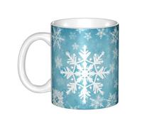 LKVNSWERT 11 OZ Porcelain Coffee Mug with Handle, Ceramic Cup for Office and Home, Latte Drink Cup for Coffee Tea and Milk, Winter Snowflake Tea Cups for Men Women Mug Lovers