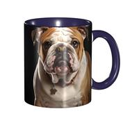 LKVNSWERT 11 OZ Porcelain Coffee Mug with Handle, English-Bulldog Coffee Cup for Office and Home, Latte Drink Cup for Tea and Milk, Colorful Inside Ceramic Tea Cups for Men Women Mug Lovers