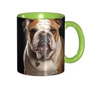 LKVNSWERT 11 OZ Porcelain Coffee Mug with Handle, English-Bulldog Coffee Cup for Office and Home, Latte Drink Cup for Tea and Milk, Colorful Inside Ceramic Tea Cups for Men Women Mug Lovers