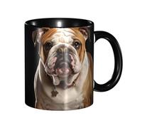 LKVNSWERT 11 OZ Porcelain Coffee Mug with Handle, English-Bulldog Coffee Cup for Office and Home, Latte Drink Cup for Tea and Milk, Colorful Inside Ceramic Tea Cups for Men Women Mug Lovers
