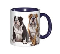LKVNSWERT 11 OZ Porcelain Coffee Mug with Handle, English Bulldogs Coffee Cup for Office and Home, Latte Drink Cup for Tea and Milk, Colorful Inside Ceramic Tea Cups for Men Women Mug Lovers