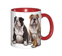 LKVNSWERT 11 OZ Porcelain Coffee Mug with Handle, English Bulldogs Coffee Cup for Office and Home, Latte Drink Cup for Tea and Milk, Colorful Inside Ceramic Tea Cups for Men Women Mug Lovers