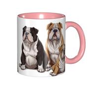 LKVNSWERT 11 OZ Porcelain Coffee Mug with Handle, English Bulldogs Coffee Cup for Office and Home, Latte Drink Cup for Tea and Milk, Colorful Inside Ceramic Tea Cups for Men Women Mug Lovers