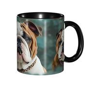 LKVNSWERT 11 OZ Porcelain Coffee Mug with Handle, Funny English Bulldog Coffee Cup for Office and Home, Latte Drink Cup for Tea and Milk, Colorful Inside Ceramic Tea Cups for Men Women Mug Lovers