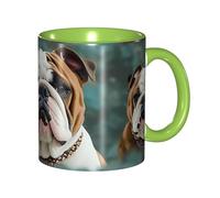 LKVNSWERT 11 OZ Porcelain Coffee Mug with Handle, Funny English Bulldog Coffee Cup for Office and Home, Latte Drink Cup for Tea and Milk, Colorful Inside Ceramic Tea Cups for Men Women Mug Lovers