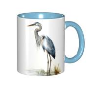 LKVNSWERT 11 OZ Porcelain Coffee Mug with Handle, Long-beaked heron Coffee Cup for Office and Home, Latte Drink Cup for Coffee Tea and Milk, Colorful Inside Ceramic Tea Cups for Men Women Mug Lovers