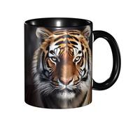 LKVNSWERT 11 OZ Porcelain Coffee Mug with Handle, Tiger Coffee Cup for Office and Home, Latte Drink Cup for Tea and Milk, Colorful Inside Ceramic Tea Cups for Men Women Mug Lovers