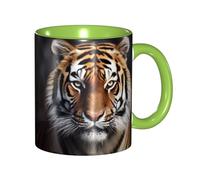 LKVNSWERT 11 OZ Porcelain Coffee Mug with Handle, Tiger Coffee Cup for Office and Home, Latte Drink Cup for Tea and Milk, Colorful Inside Ceramic Tea Cups for Men Women Mug Lovers
