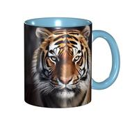 LKVNSWERT 11 OZ Porcelain Coffee Mug with Handle, Tiger Coffee Cup for Office and Home, Latte Drink Cup for Tea and Milk, Colorful Inside Ceramic Tea Cups for Men Women Mug Lovers