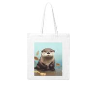 LKVNSWERT Butterfly and hippo Canvas Tote Bag for Women Grocery Shopping Bags Reusable Shoulder Tote Purse Handbags, Cute Otter, One Size