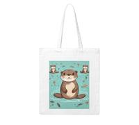 LKVNSWERT Cute Black Pug Dog Canvas Tote Bag for Women Grocery Shopping Bags Reusable Shoulder Tote Purse Handbags, Cartoon Cute Otter, One Size