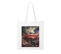 LKVNSWERT Cute Cat Sing Christmas Carols Canvas Tote Bag for Women Grocery Shopping Bags Reusable Shoulder Tote Purse Handbags, 4th of July Patriotic Old Red Truck, One Size
