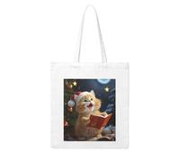 LKVNSWERT Cute Cat Sing Christmas Carols Canvas Tote Bag for Women Grocery Shopping Bags Reusable Shoulder Tote Purse Handbags, Cute Cat Sing Christmas Carols, One Size