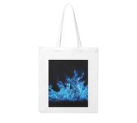 LKVNSWERT Cute Cat Sing Christmas Carols Canvas Tote Bag for Women Grocery Shopping Bags Reusable Shoulder Tote Purse Handbags, Blue Flame, One Size
