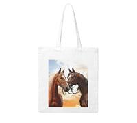 LKVNSWERT Eastern Bluebird Canvas Tote Bag for Women Grocery Shopping Bags Reusable Shoulder Tote Purse Handbags, Couple Horse, One Size