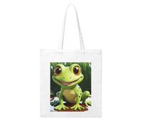 LKVNSWERT English-Bulldog Canvas Tote Bag for Women Grocery Shopping Bags Reusable Shoulder Tote Purse Handbags, Cute Frog, One Size