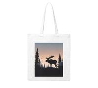 LKVNSWERT Moose Mountain Pine Tree Wilderness Canvas Tote Bag for Women Grocery Shopping Bags Reusable Shoulder Tote Purse Handbags, Moose Mountain Pine Tree Wilderness, One Size