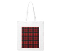 LKVNSWERT Moose Mountain Pine Tree Wilderness Canvas Tote Bag for Women Grocery Shopping Bags Reusable Shoulder Tote Purse Handbags, Plaid Red and Black, One Size